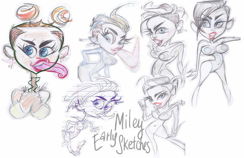 Illustration for article titled John Kricfalusi's collaboration with Miley Cyrus continues, now with pictures